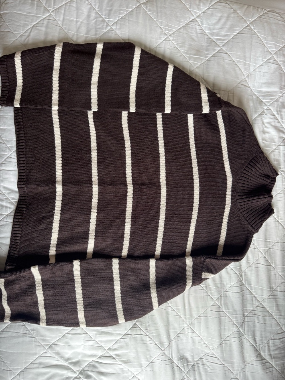 GAP Brown and Cream Striped Turtleneck Sweater